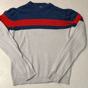 Men's Colorblock Sweater - Navy, Red, and Gray